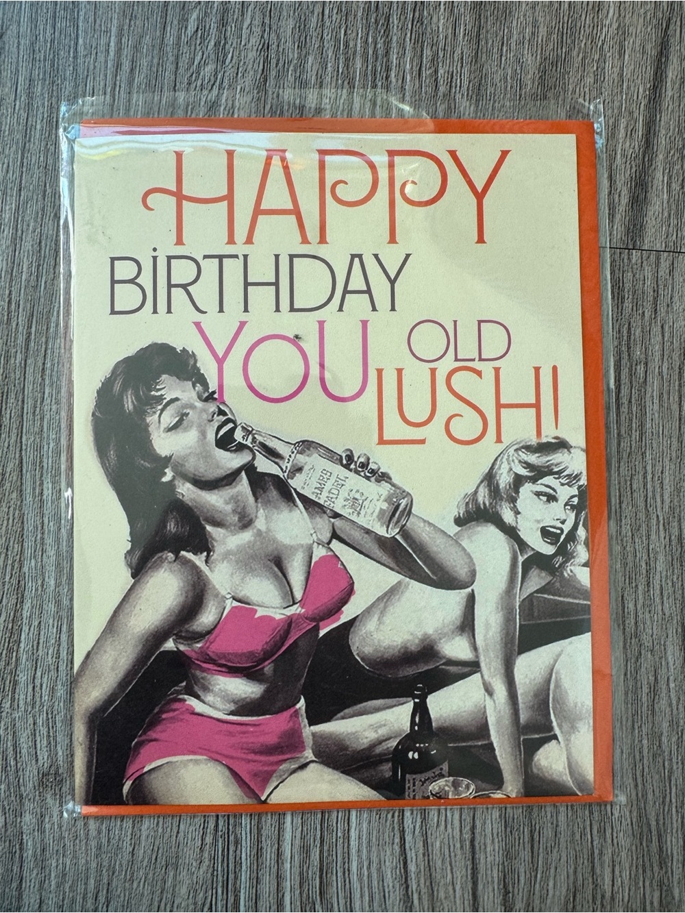 Offensive Delightful Happy Birthday You Old Lush Retro Greeting Card NIP